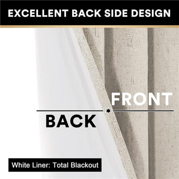 Primitive Textured Linen 100% Blackout Curtains for Bedroom/Living Room - Picture 5 of 7